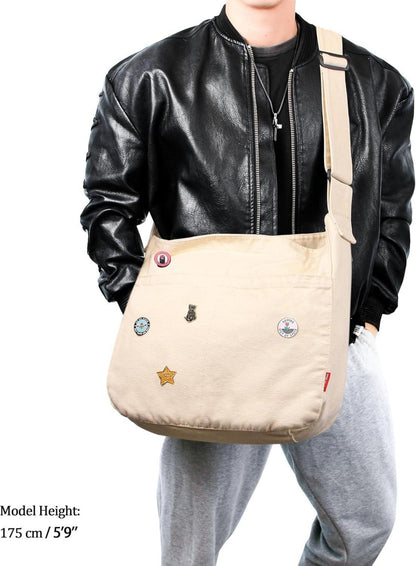 Captain Blues Canvas Messenger Bag mit Multi-Pockets, Damen