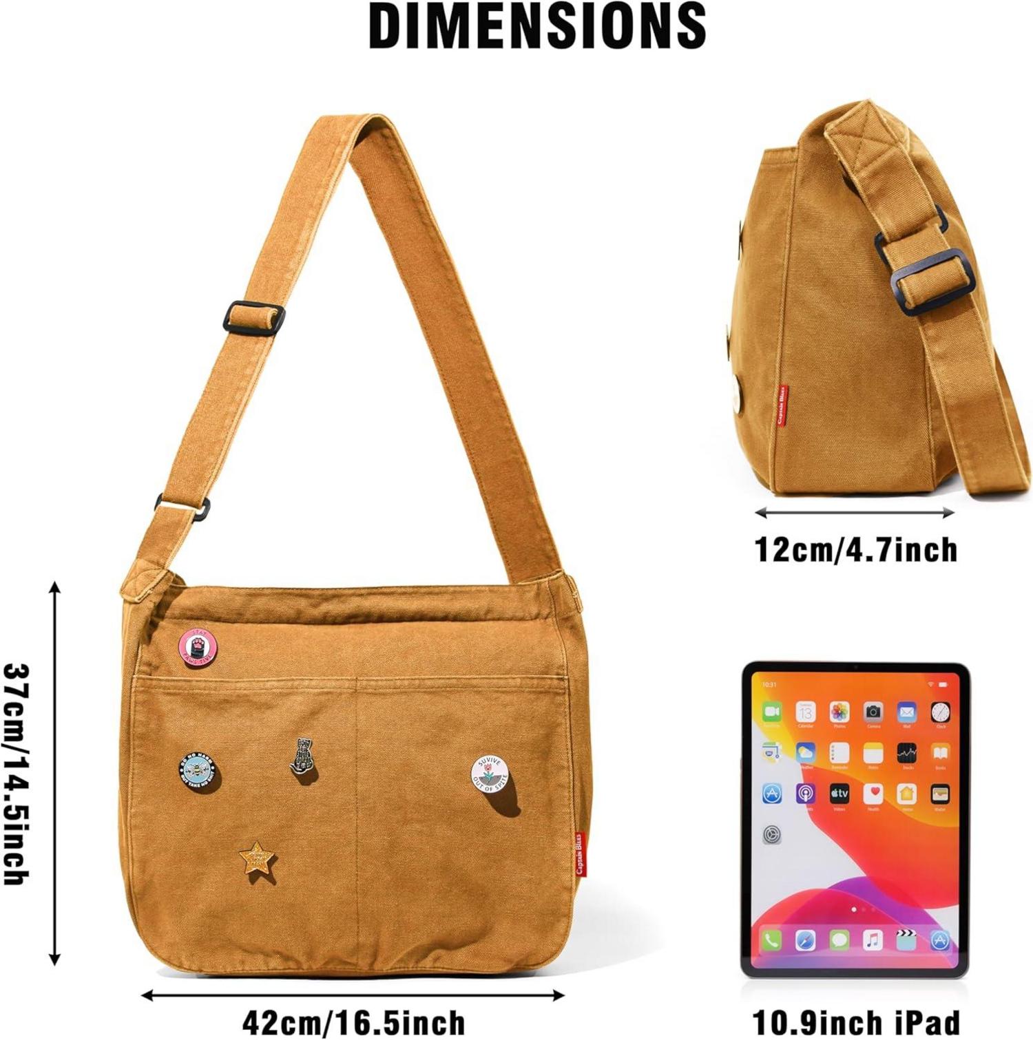 Captain Blues Canvas Messenger Bag Große Kuriertasche Multi-Pockets