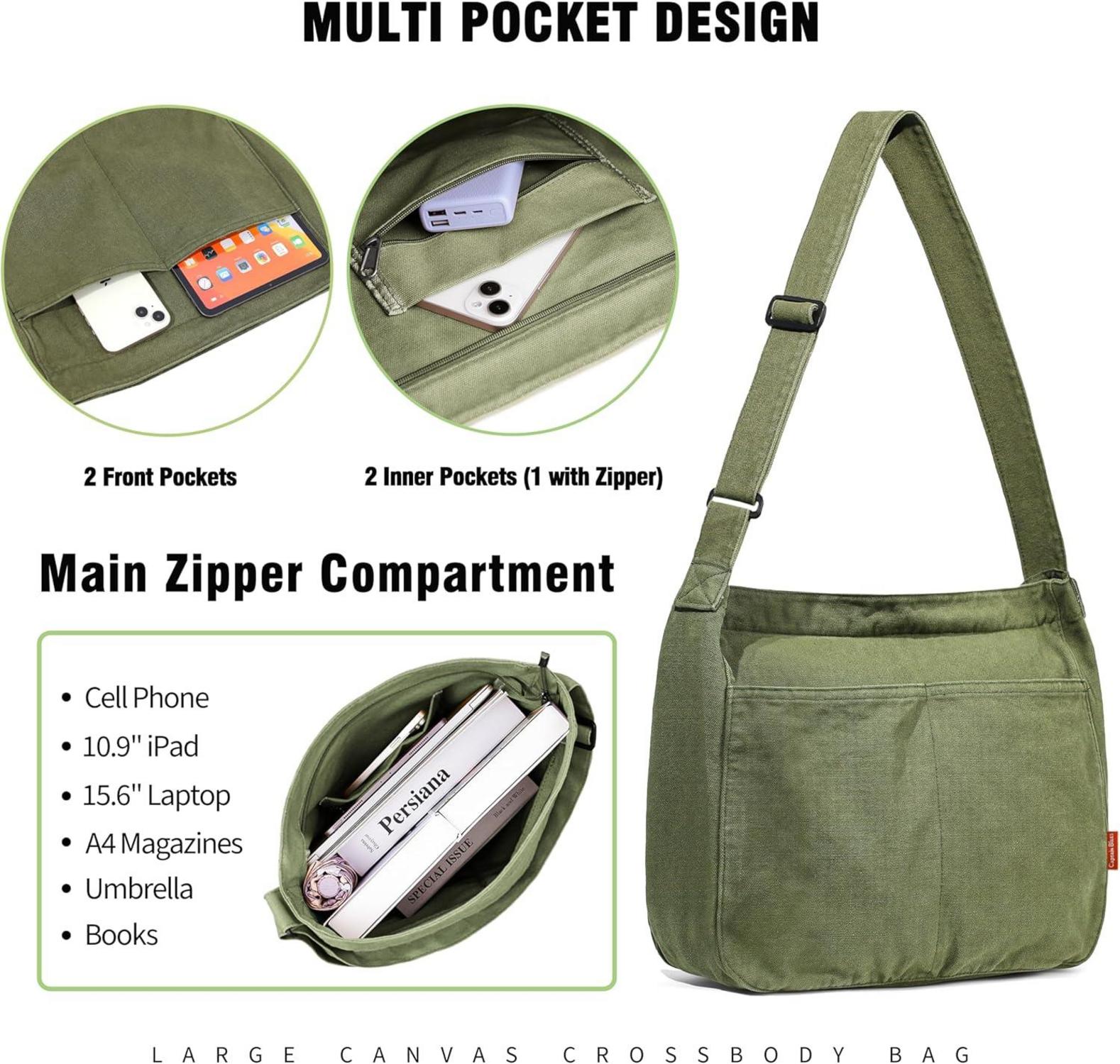 Canvas Messenger Bag Captain Blues Große Kuriertasche Multi-Pockets