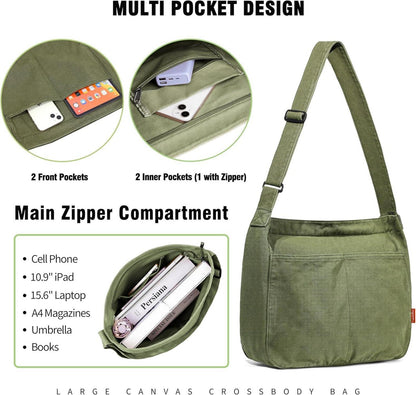 Canvas Messenger Bag Captain Blues Große Kuriertasche Multi-Pockets
