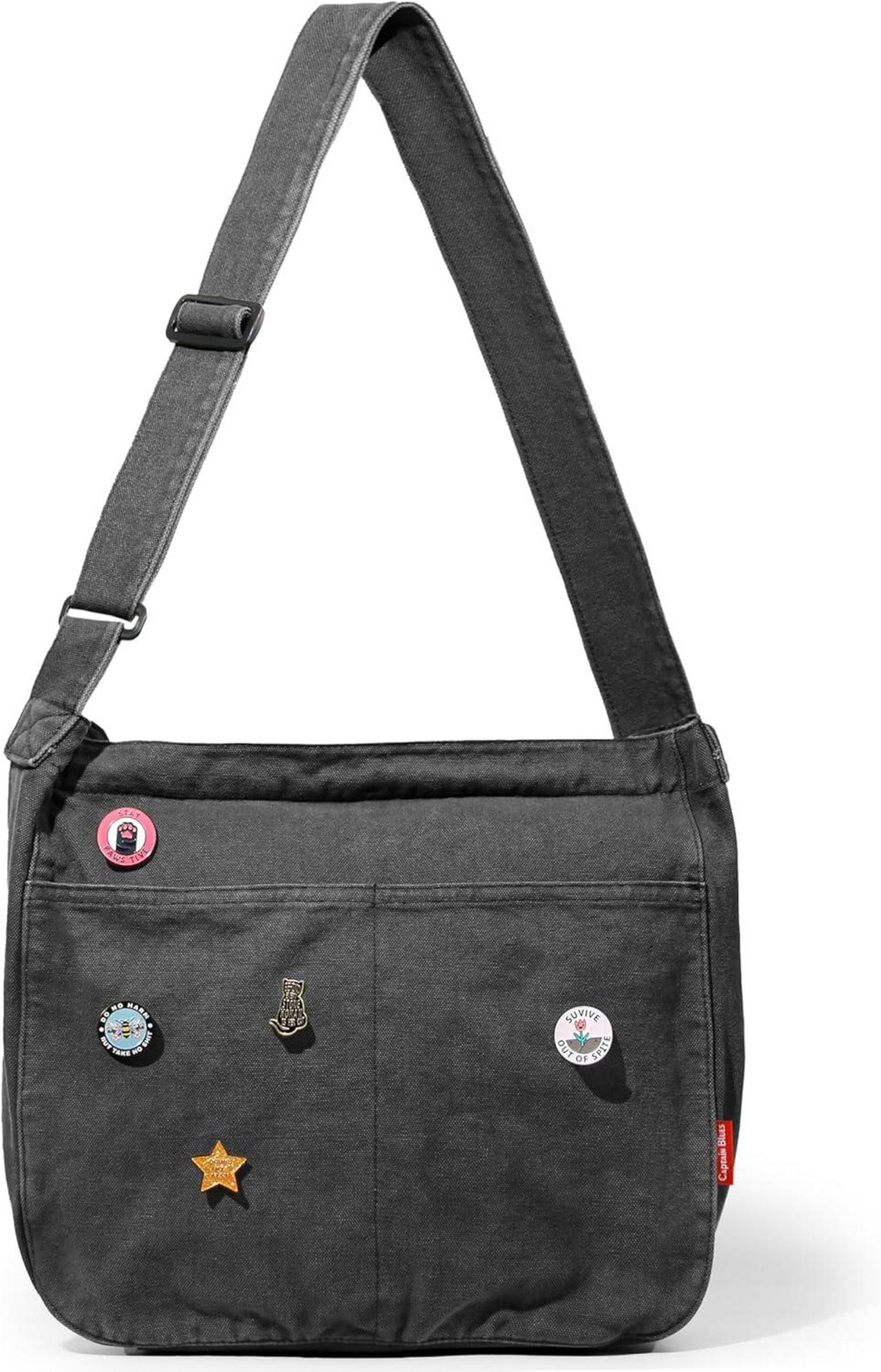 Canvas Messenger Bag mit Multi-Pockets, Große Kuriertasche