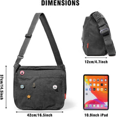 Canvas Messenger Bag mit Multi-Pockets, Große Kuriertasche