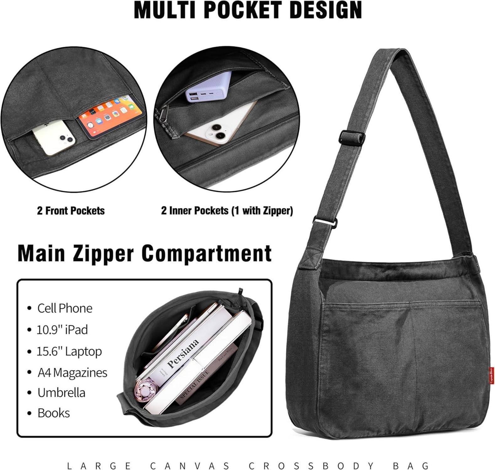 Canvas Messenger Bag Captain Blues Große Kuriertasche Multi-Pockets