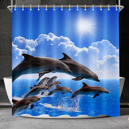 Duschvorhang Delphin Muster, 180x160cm, Antischimmel, Wasserabweisend