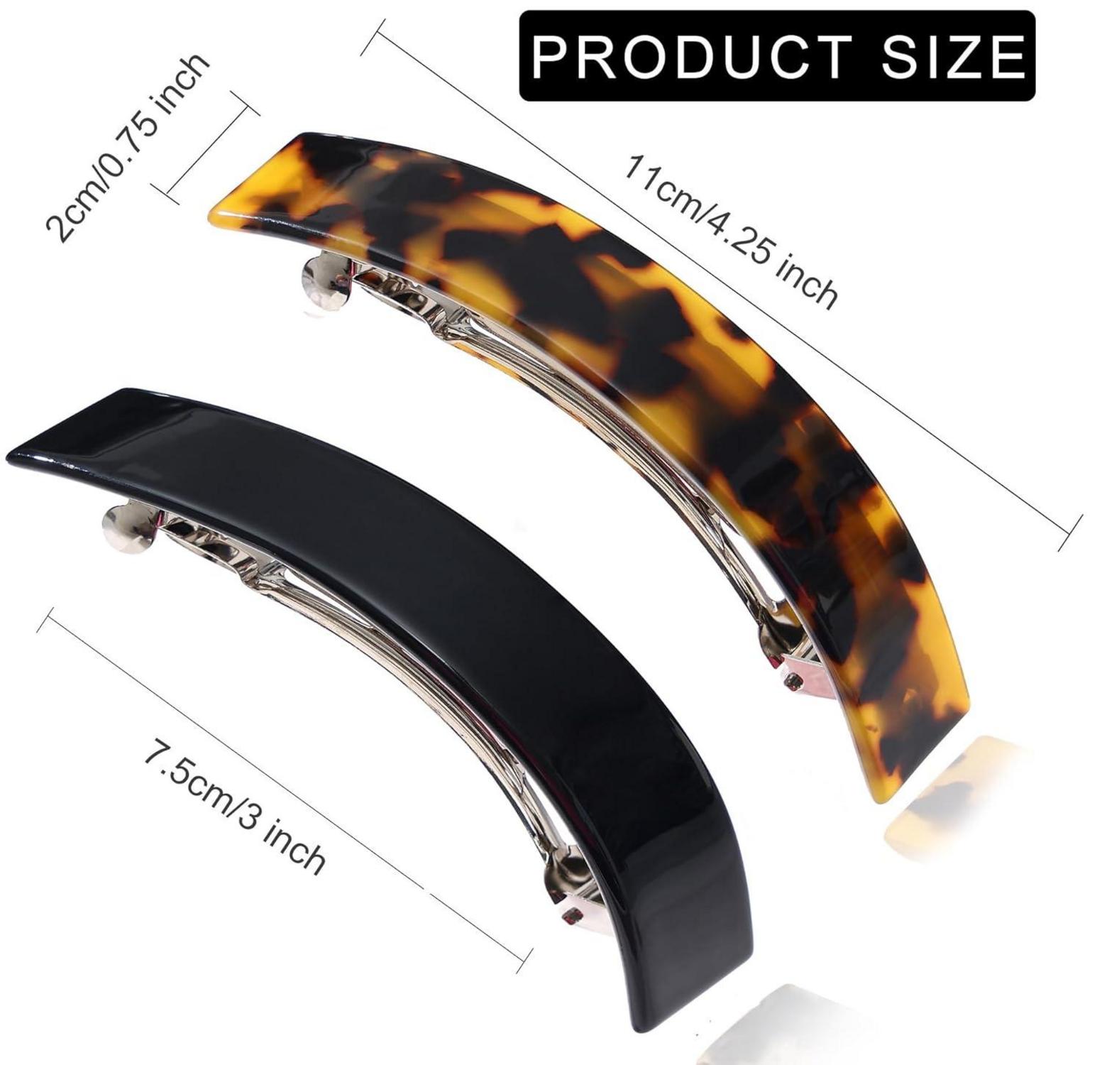 FSMILING Damen Haarspangen rechteckig schick automatisch 2er-Set