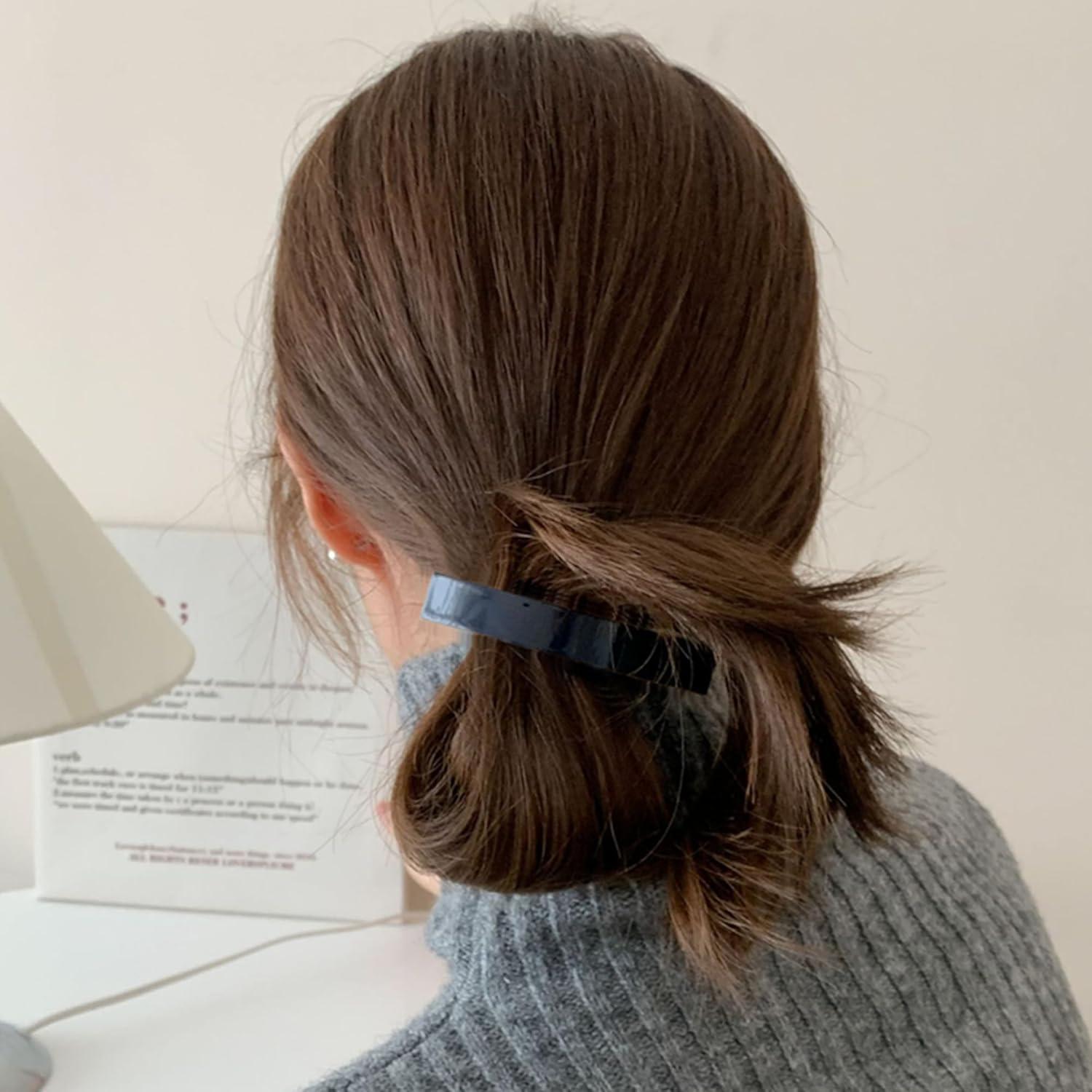 Haarspangen Damen rechteckig schick automatisch elegant 2er Set