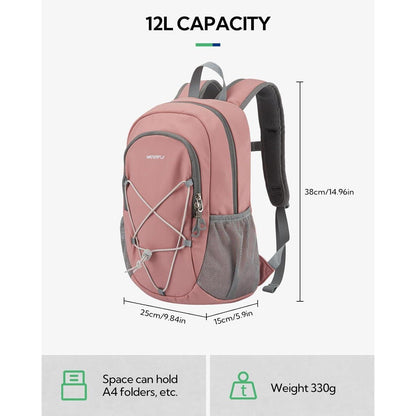 12L Wanderrucksack Mini Sport Backpack für Damen Herren Rosa