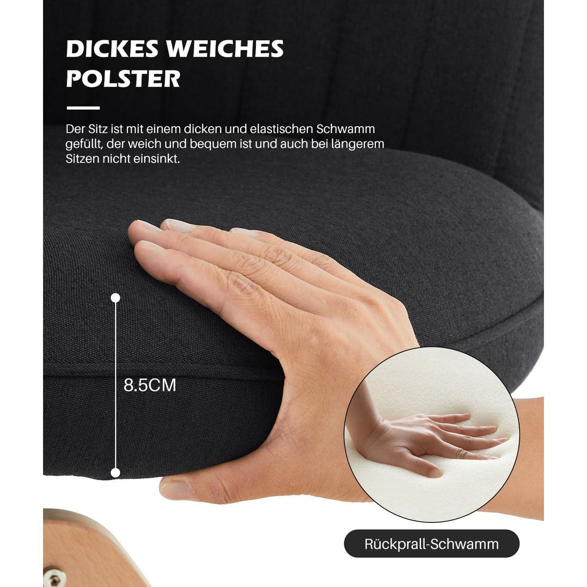 Drehbare Esszimmerstühle Set 4 – Leinen, Massivholz, Schwarz