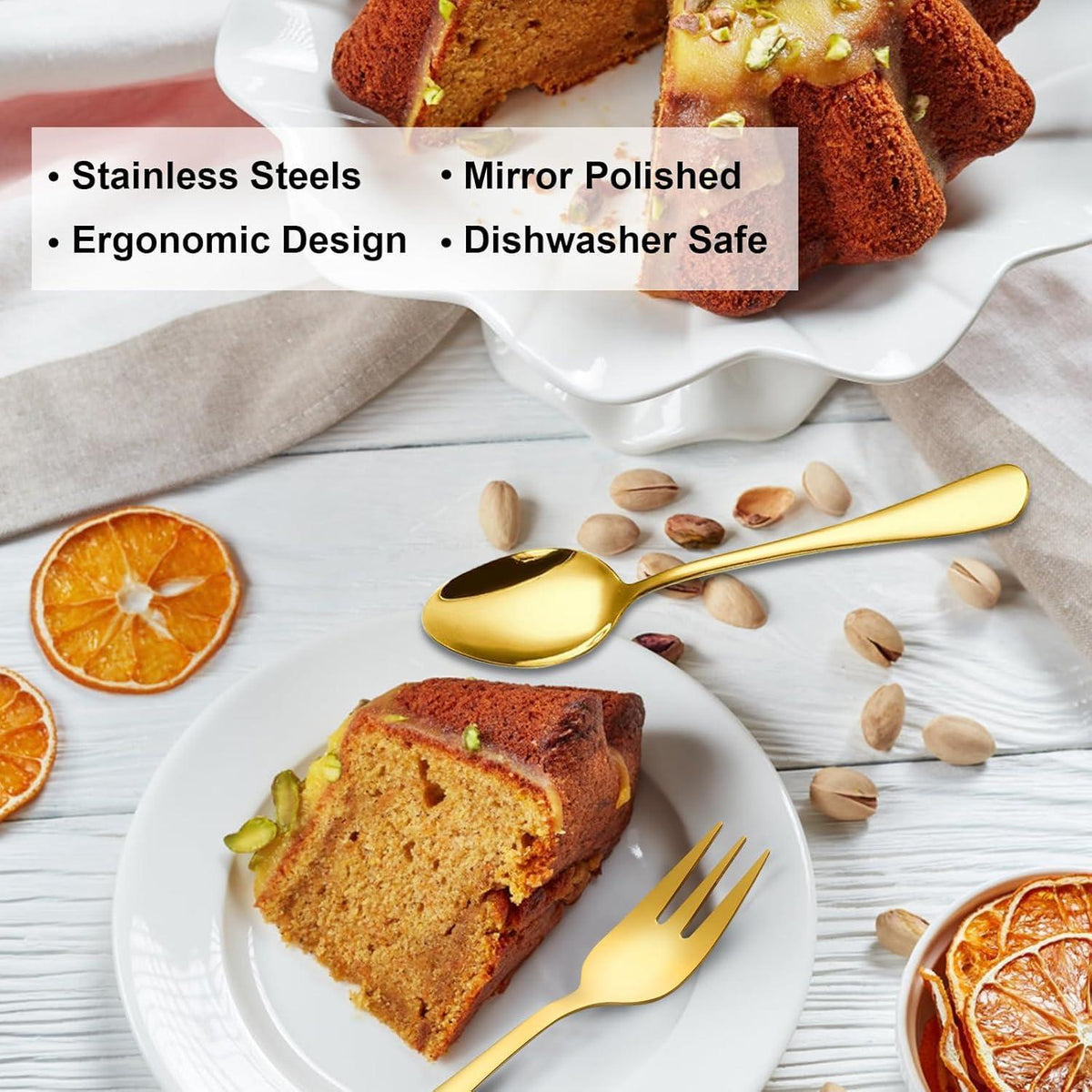 24 Edelstahl Kuchengabeln & Kaffee-Löffel Set – Spülmaschinenfest