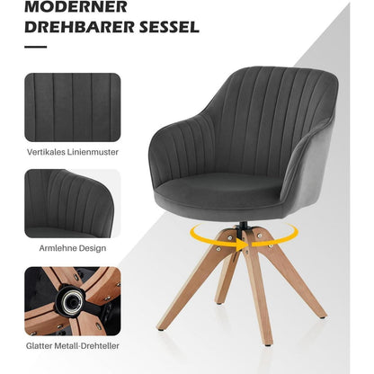Drehbare Samt Esszimmerstühle 2er-Set mit Armlehnen