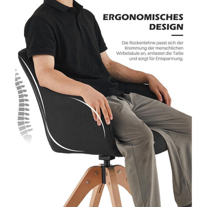 Drehbare Esszimmerstühle Set 2 | Leinen, Massivholz, Komfort
