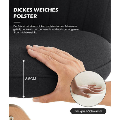 Drehbarer Esszimmerstuhl mit Armlehnen & Leinenbezug Schwarz