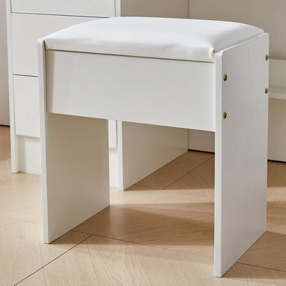Schminktisch mit Beleuchtung und Hocker, Verstellbare Lichtfarbe, 6 Schubladen