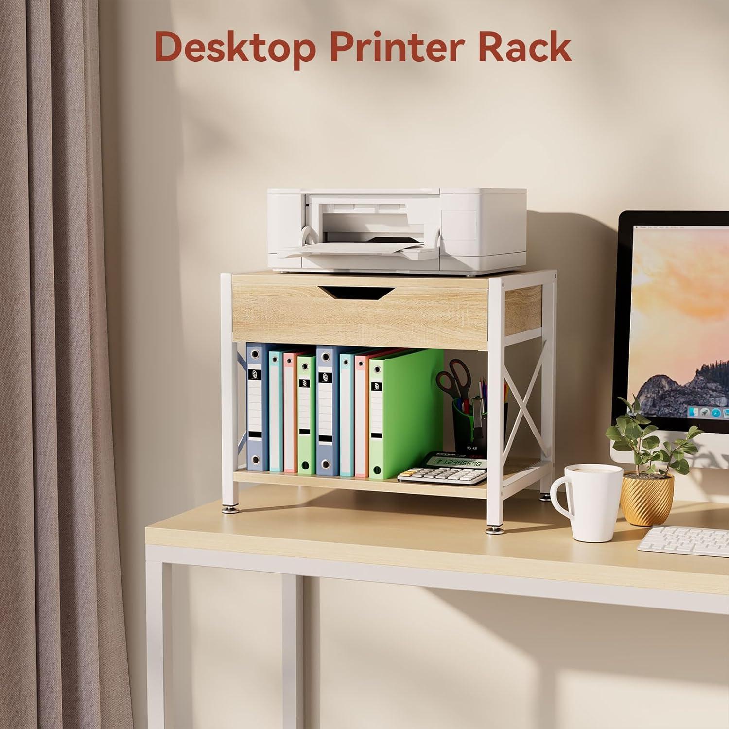 Holz Desktop-Drucker Stand Organizer mit Schublade für Ordner ScannerBITS251