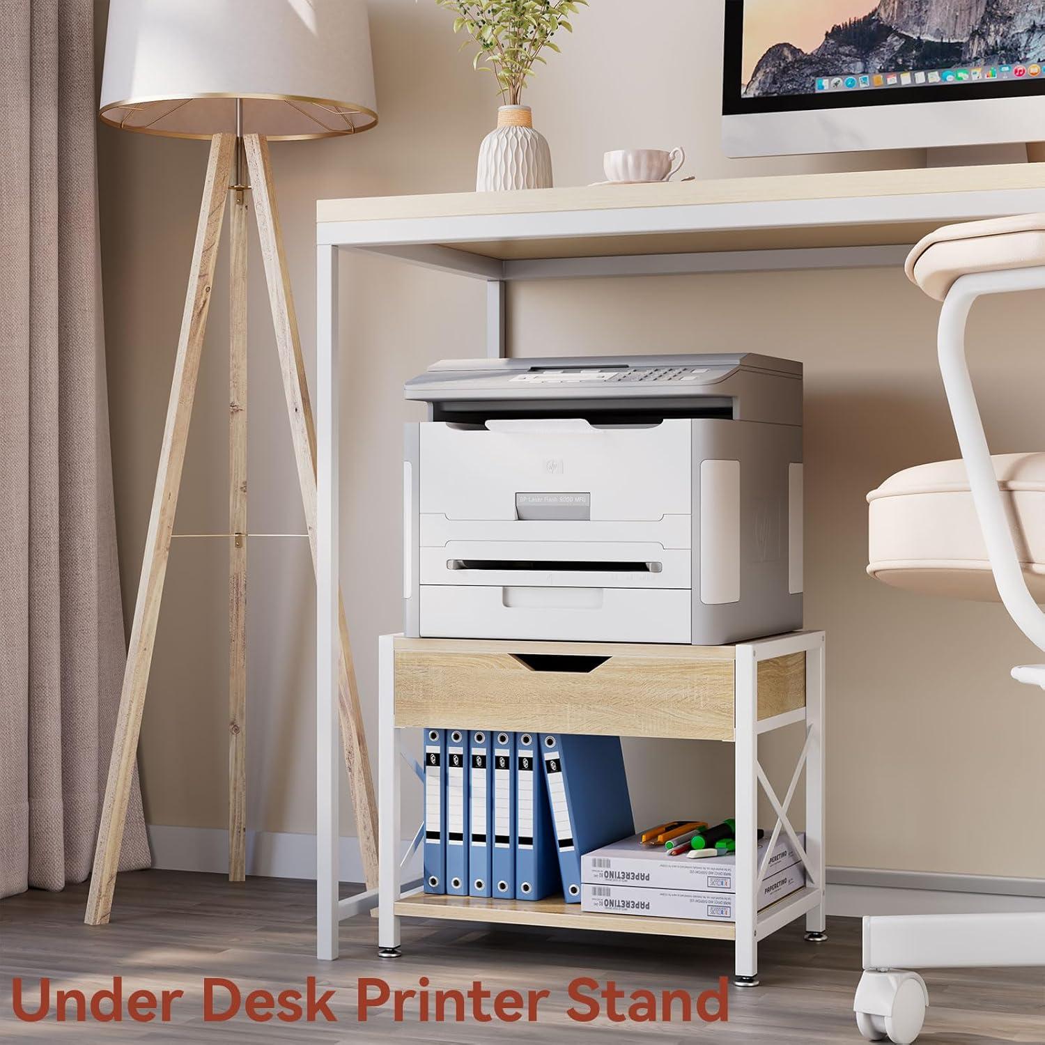 2 Tier Desktop-Drucker Stand mit Schubladen Lagerung für Ordner