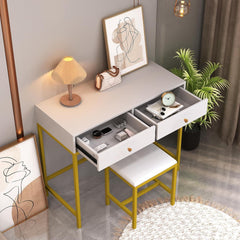 Schminktisch mit Hocker und Schubladen, weiß, modern, groß, elegant