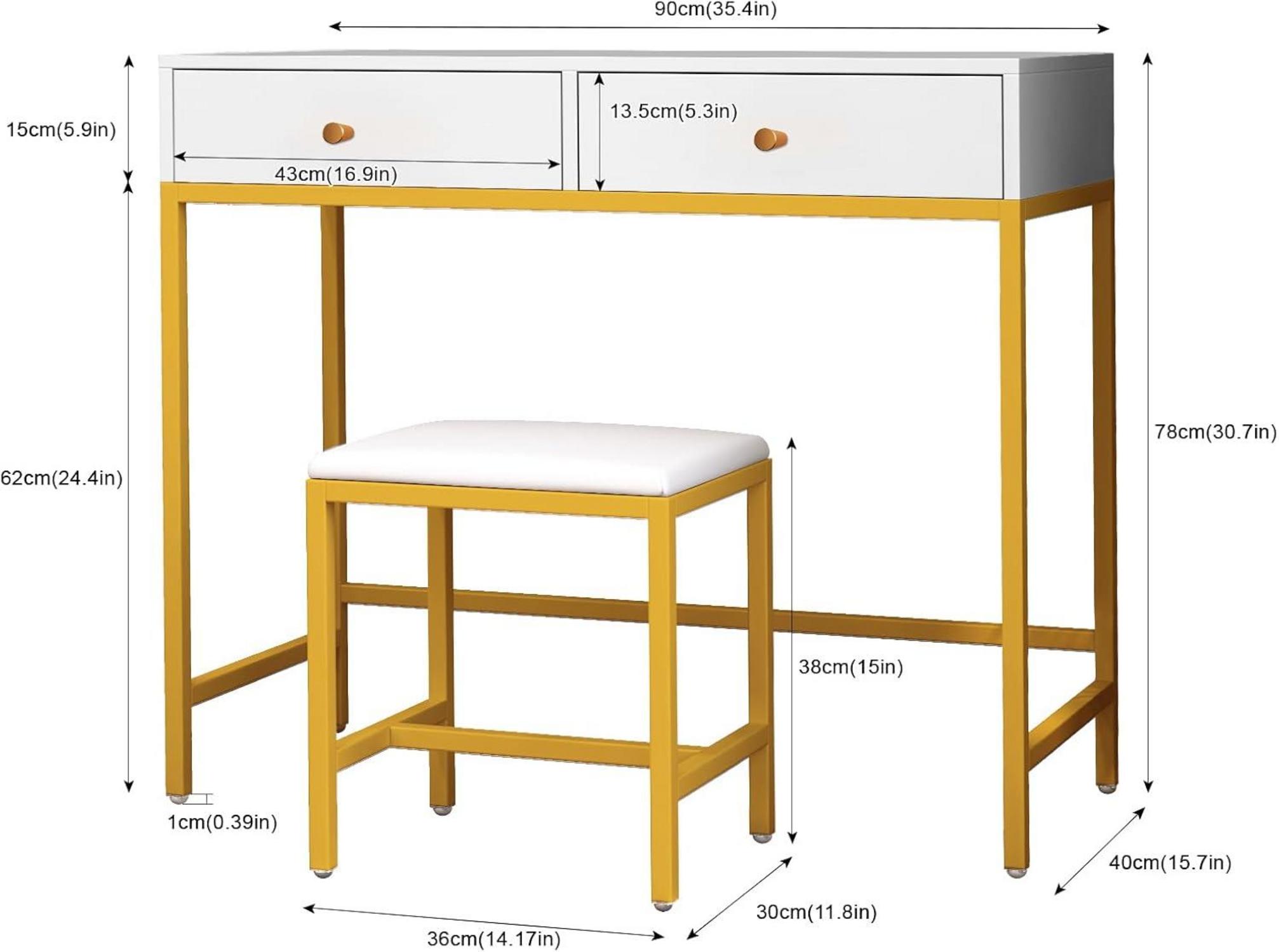 Schminktisch mit Hocker und Schubladen, Große