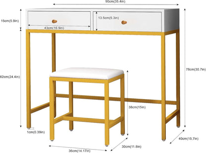 Schminktisch mit Hocker und Schubladen, Große