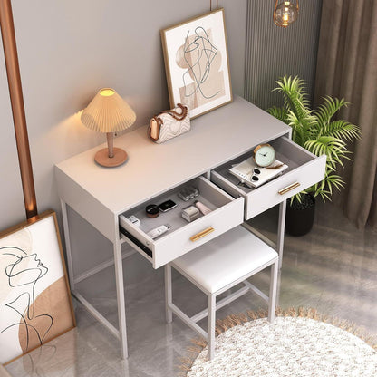 Schminktisch mit Hocker und Schubladen - Weiß für Schlafzimmer