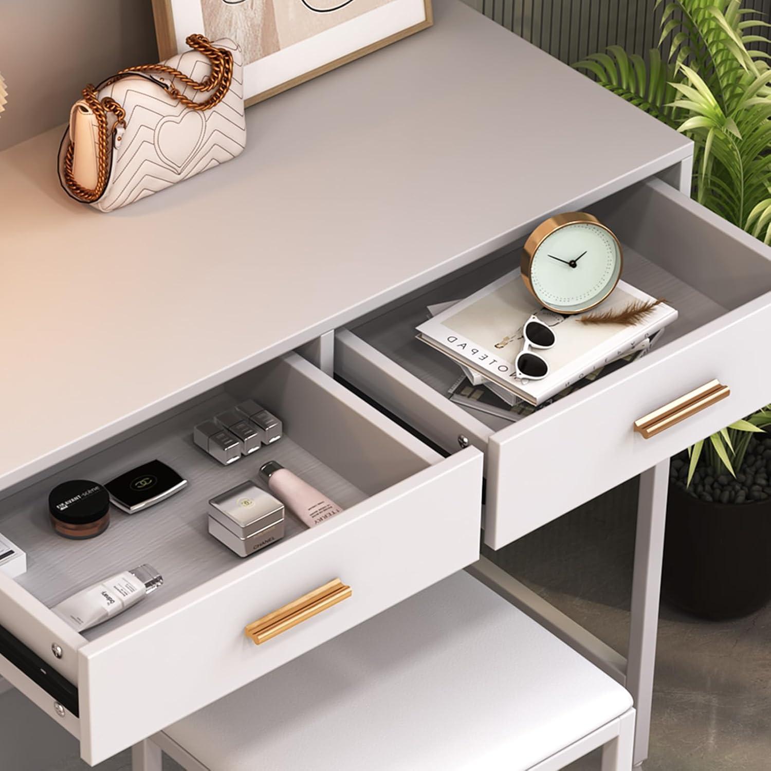 Schminktisch mit Hocker und Schubladen weiß modern Home-Office