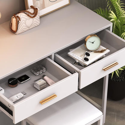 Schminktisch mit Hocker und Schubladen weiß modern Home-Office