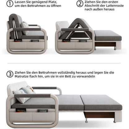Ausziehbares Schlafsofa mit Stauraum – Dunkelgrau/Weiß (128cm)