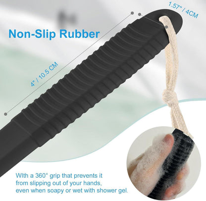 Rückenbürste für die Dusche 43 cm Anti-Rutsch-Griff Tiefschwarz