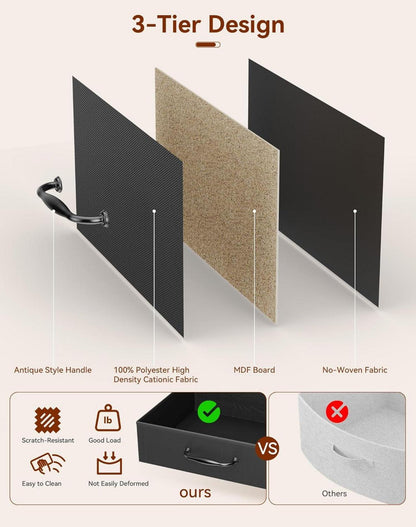 Nachttisch mit Stoffschubladen und Metallgestell 40x30x53,8cm