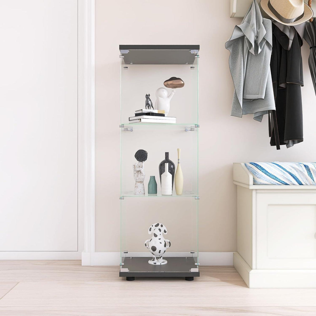 Glasvitrine Schwarz 3 Etagen – Moderne Regalkabine