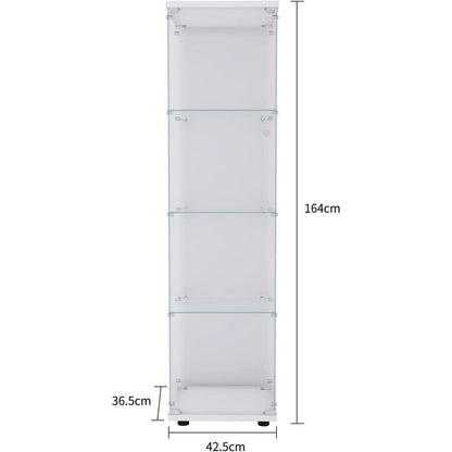 Glasvitrine Weiß 4 Etagen – Moderne Regalkabine für Wohnzimmer