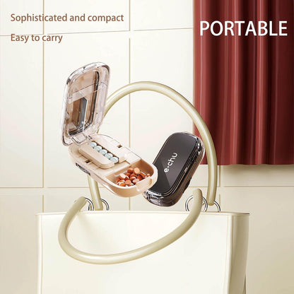 Pillenteiler für Mehrfachpillen mit Bürste - Pillenschneider und Tabletten Teiler - Medikamententeiler mit Aufbewahrungsfach