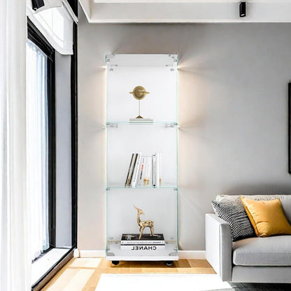 Glasvitrine 3 Etagen Weiß – Moderne Regalkabine für Wohnzimmer