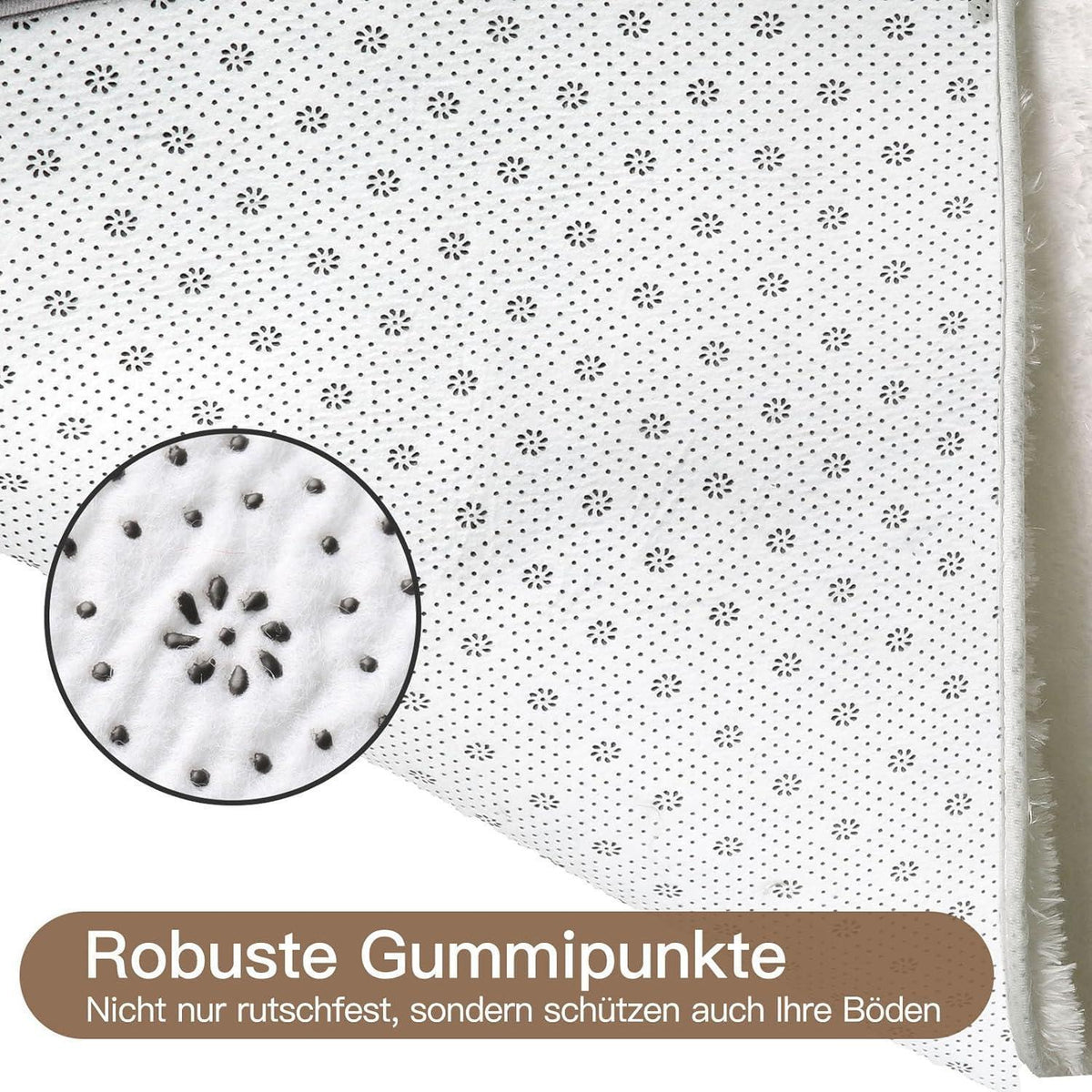 Hochflor Teppich Elfenbeinweiß 200x300 – Flauschiger Wohnzimmerteppich