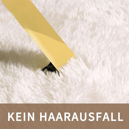 Hochflor Teppich Elfenbeinweiß 200x300 – Flauschiger Wohnzimmerteppich