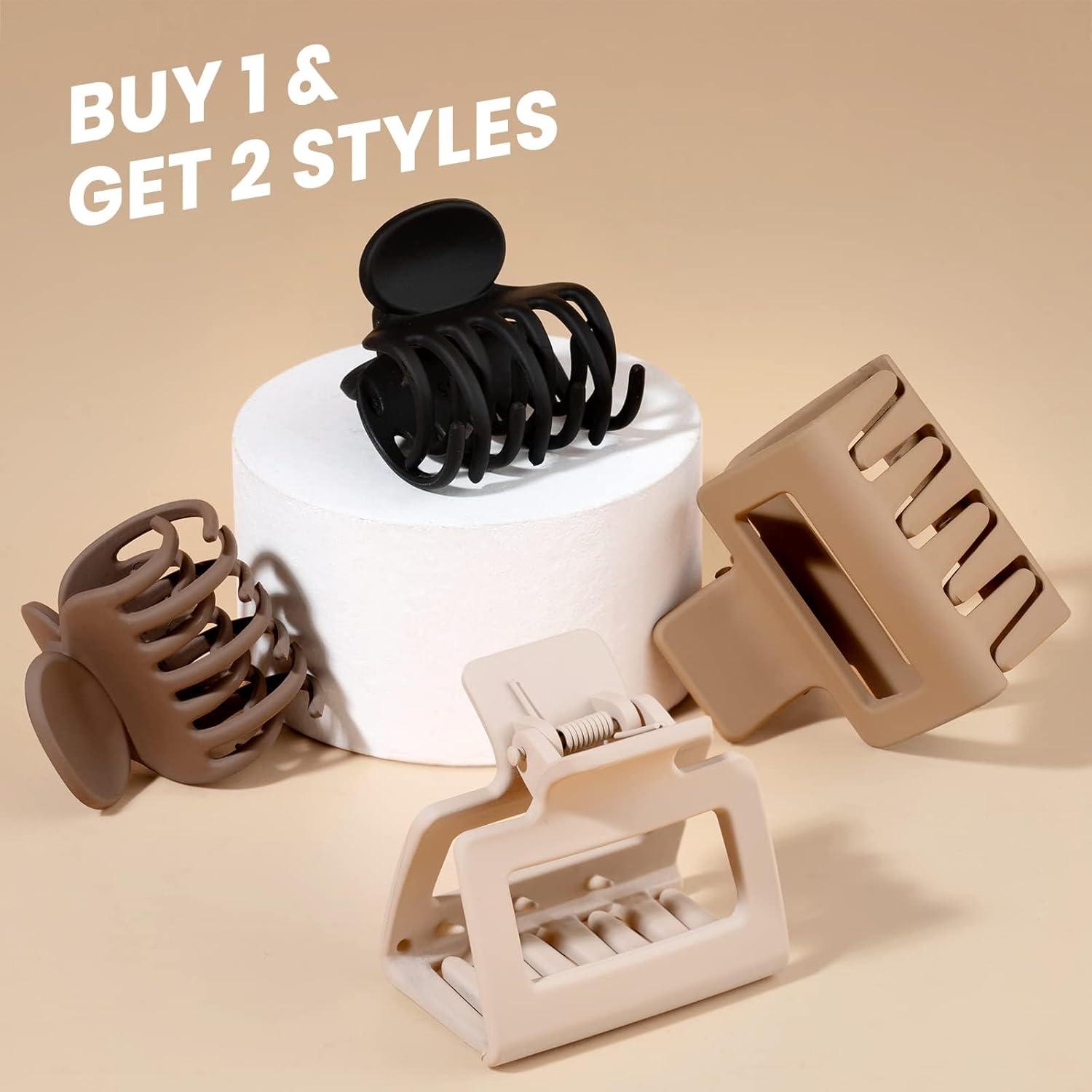 Kleine Haarspangen für Damen 4 Stück rechteckig matte Haarklammer 1,5 in 4 Doppelreihen Zinken