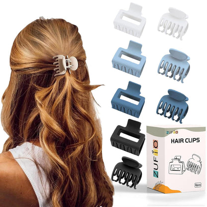 Kleine Haarklammern 4er Set rechteckig doppelt 1,5 Zoll Zinken Blau