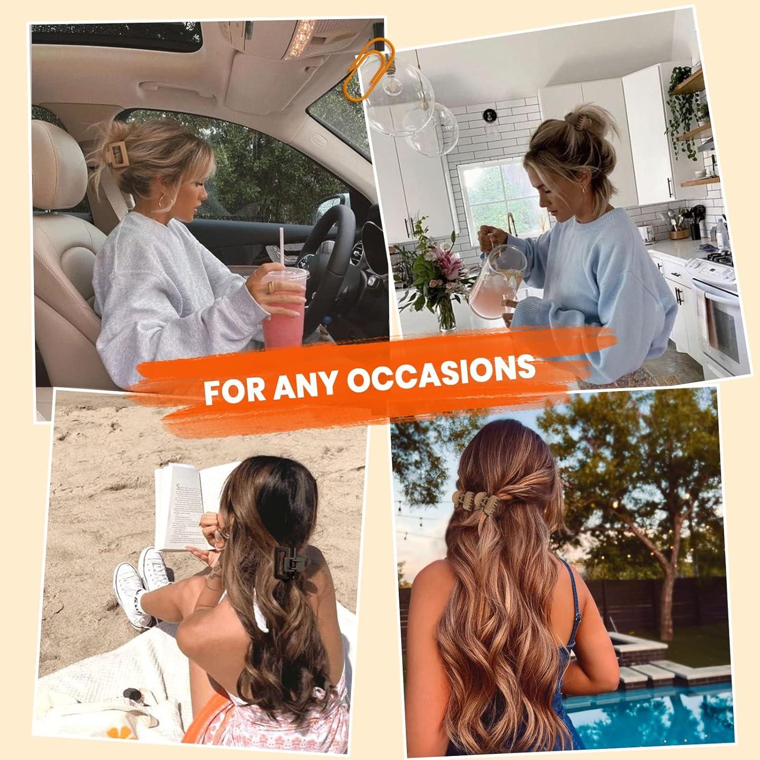 ZUFIO Haarspangen Set Damen, Rechteckige Doppelreihen 1,5 Zinken Blau