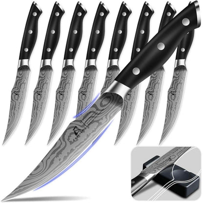 8-teiliges Steakmesser-Set aus Edelstahl mit Ablage
