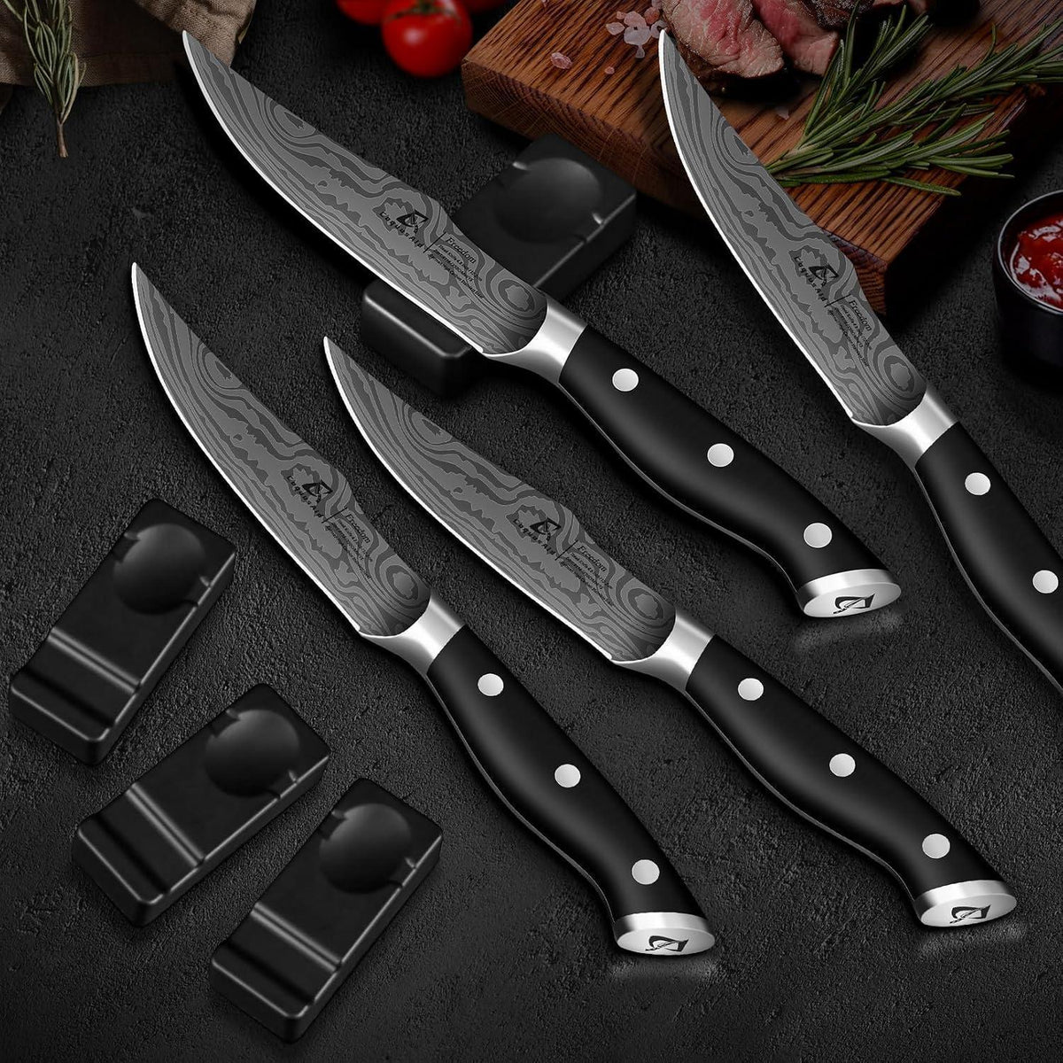 8-teiliges Steakmesser-Set aus Edelstahl mit Ablage