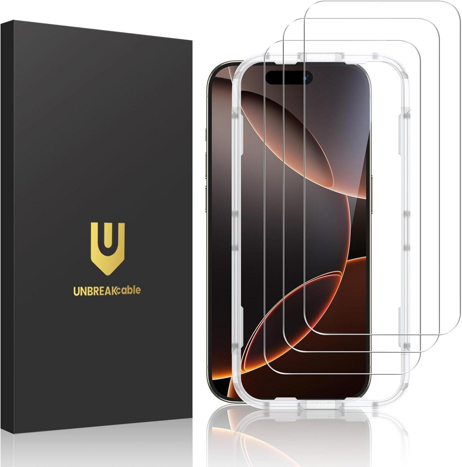 Displayschutz für iPhone 16 Pro - 3er Pack bruchsicher, HD-Glas
