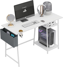 Computertisch Office 115 cm Weiß Bürotisch Bücherregal Gaming