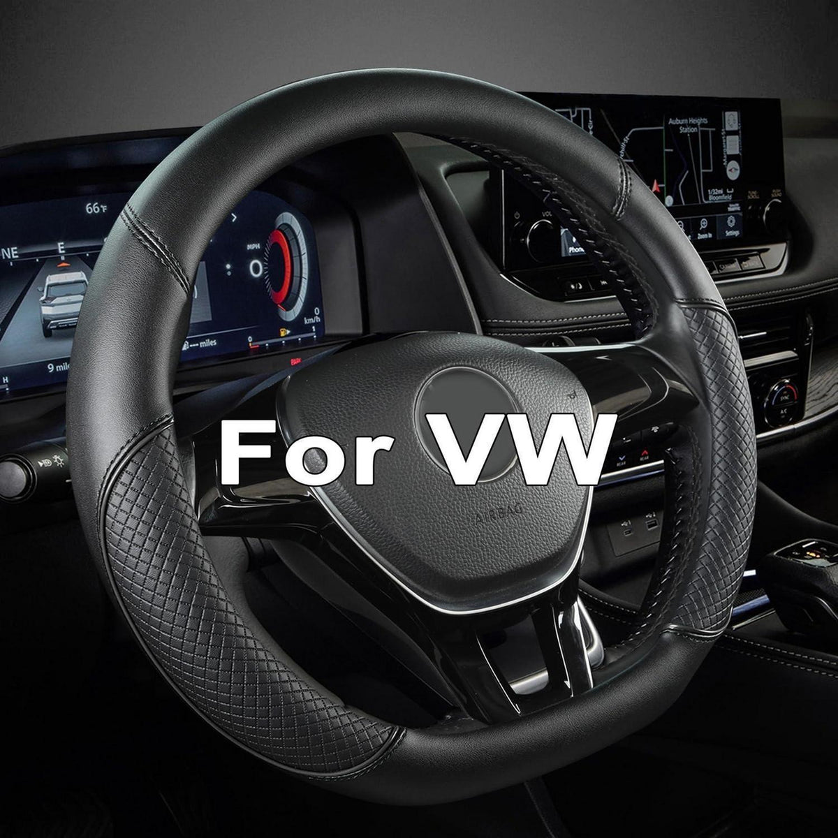 Lenkradbezug D-Form VW, Rutschfest & Atmungsaktiv in Lederoptik