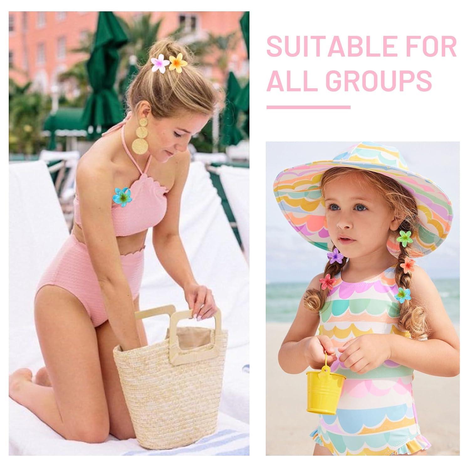 12er Set Kunststoff Blumen Haarklammern 4cm Hawaii Hair Clip