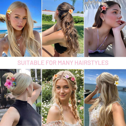 12er Pack Blumen Haarklammern klein 4cm Hawaii Haarspangen Damen Matt - Rutschfeste Hair Clip - Niedliche Haarschmuck