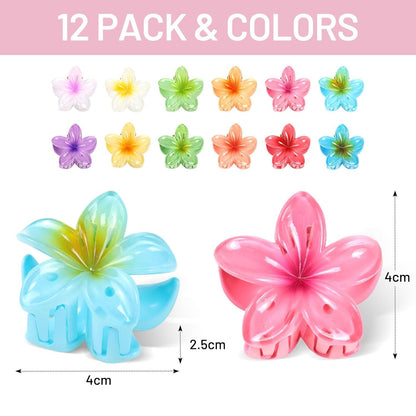 12 Stück Kunststoff Blumen Haarklammer klein Hawaii Haarspange Damen