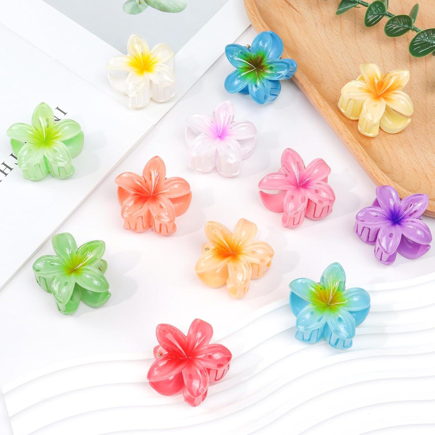 12er Pack Blumen Haarklammern 4cm Hawaii Haarspangen Matt Rutschfest