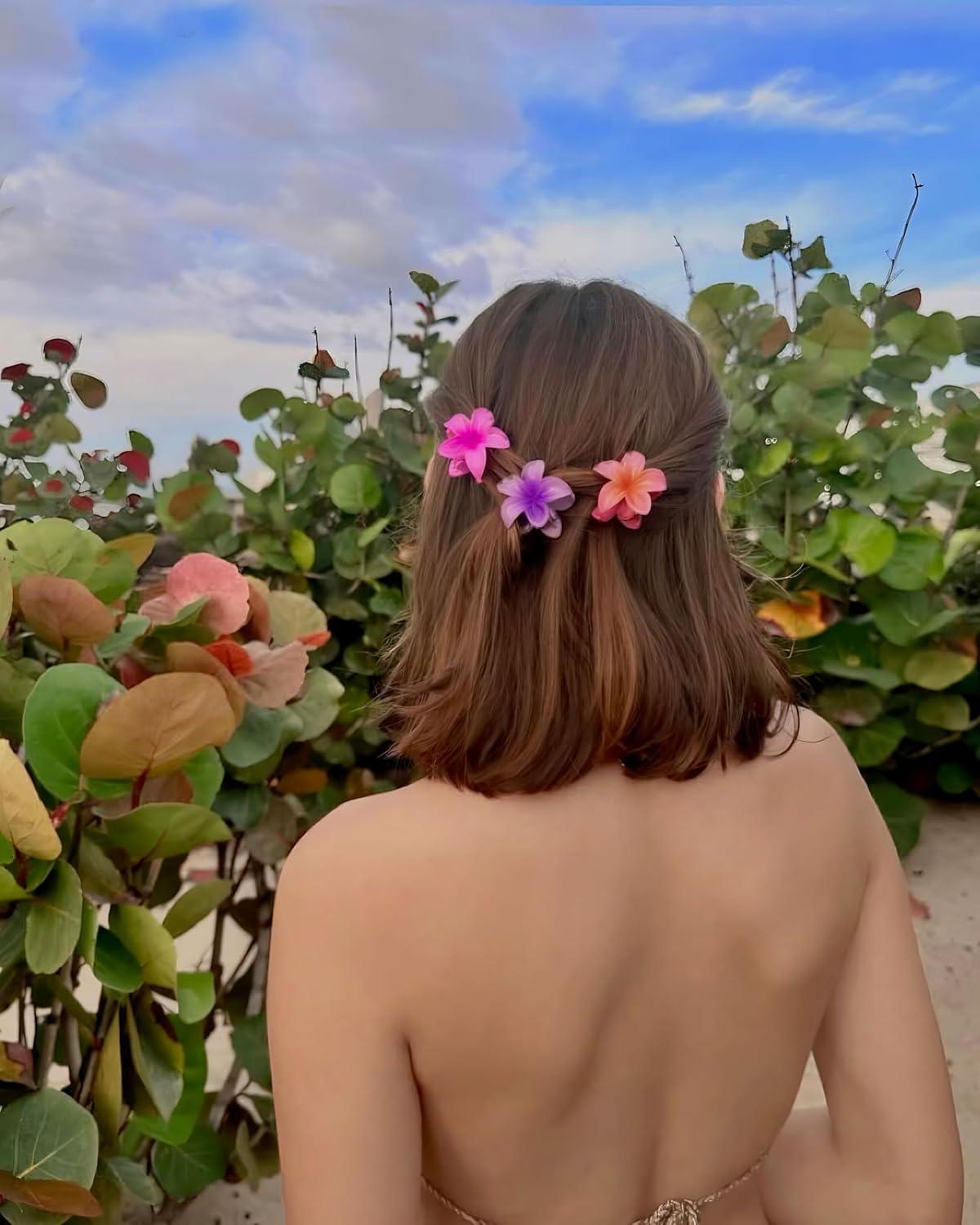 12er Pack Blumen Haarklammern klein 4cm Hawaii Haarspangen Damen Matt - Rutschfeste Hair Clip - Niedliche Haarschmuck