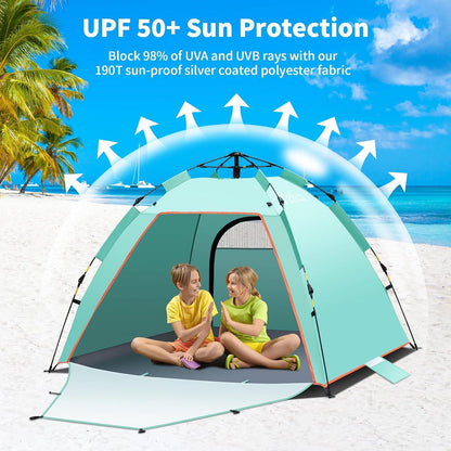 Yafaca Strandmuschel Pop Up Zelt UV Schutz 50+ 3 Personen Eco-friendly