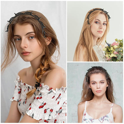 2er Set Haarreifen Schwarz Haarspangen Damen Hairstyle Hairpin