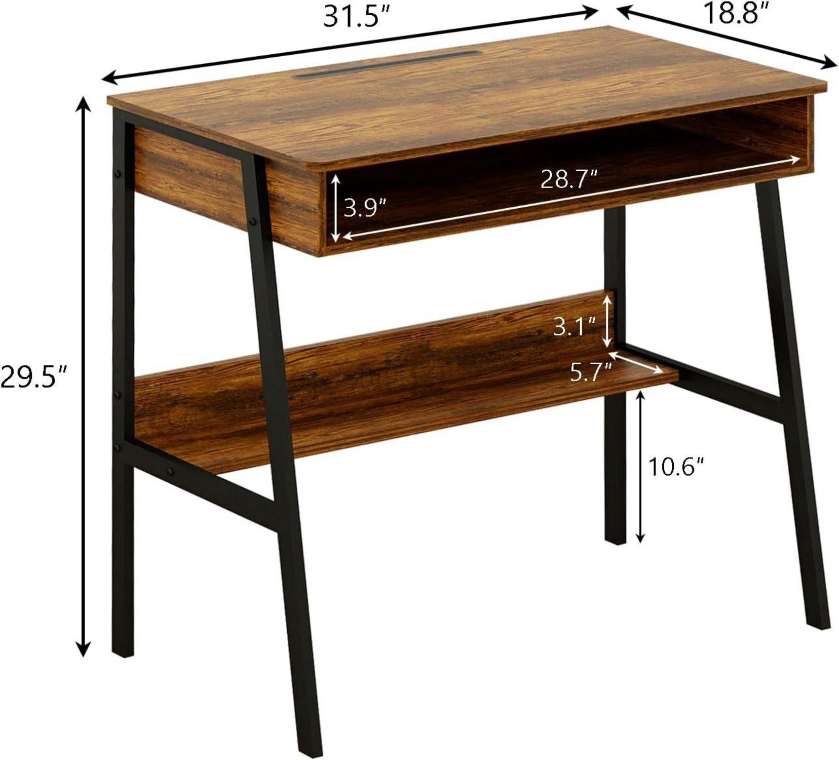 Computertisch 80 cm Verstellbare Höhe mit Schubladen Rustikales Braun